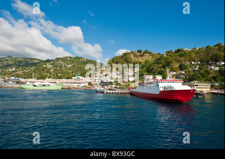 Le port de ferries à Kingstown, Saint Vincent et Grenadines. Banque D'Images