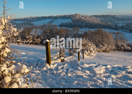 Neige sur colline Warlingham de Woldingham, Surrey, Angleterre, Grande-Bretagne Les Bretagne Décembre 2010 Banque D'Images