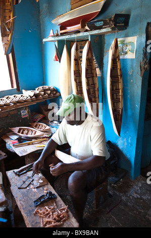 Bateau à construire, Bequia, St Vincent & les Grenadines. Banque D'Images