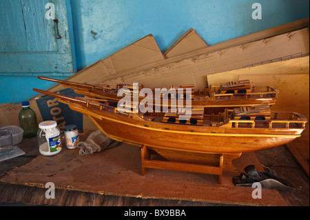 Bateau à construire, Bequia, St Vincent & les Grenadines. Banque D'Images