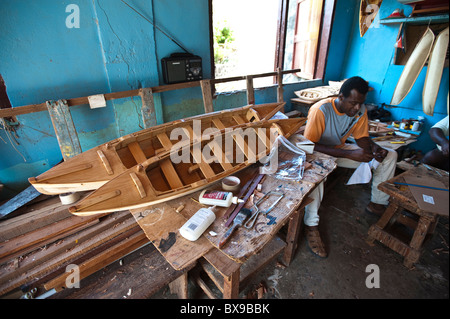 Bateau à construire, Bequia, St Vincent & les Grenadines. Banque D'Images