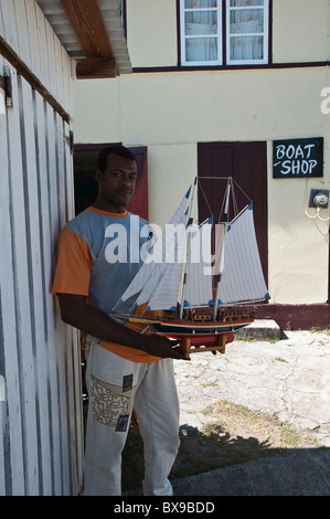 Bateau à construire, Bequia, St Vincent & les Grenadines. Banque D'Images