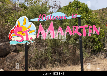 Panneau de bienvenue Saint-Martin Banque D'Images