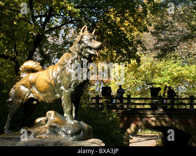 Statue de chiens de traîneau, Balto, dans Central Park, NYC Banque D'Images