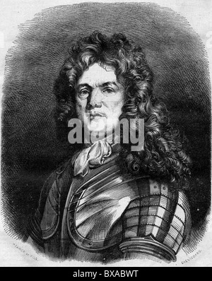 Portrait de Sébastien le Prestre de Vauban, seigneur de Vauban et marquis de Vauban (1633-1707), maréchal de France, ingénieur militaire et architecte. Illustration ancienne ou gravure Banque D'Images