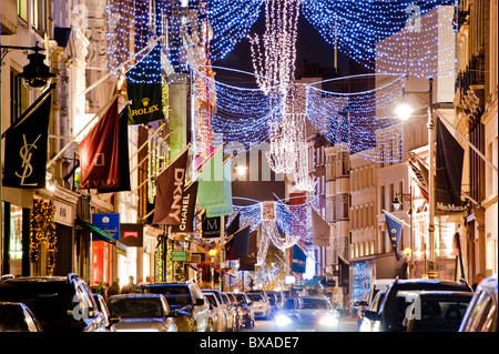 Illumination de Bond Street à Noël 2010, Londres, Royaume-Uni Banque D'Images
