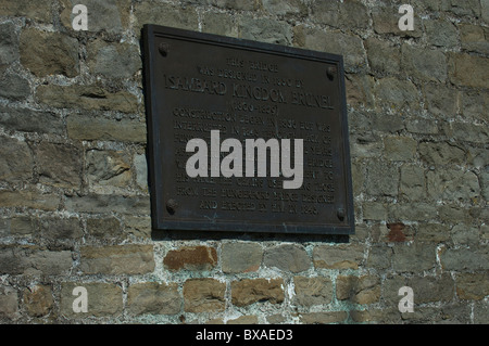 Plaque de bronze à Clifton Suspension Bridge, Bristol Banque D'Images