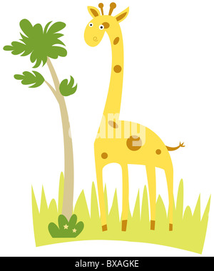 Illustration de girafe debout dans l'herbe Banque D'Images