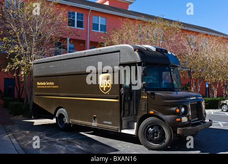 Camion de livraison UPS, Celebration, Floride, USA Banque D'Images