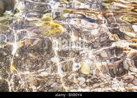 Cailloux sous l'eau avec la réflexion Banque D'Images