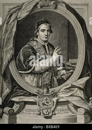 Clément XIV (1705-1774). Pape italien, né Giovanni Vincenzo Antonio Ganganelli. Élu en 1769. La gravure. Banque D'Images