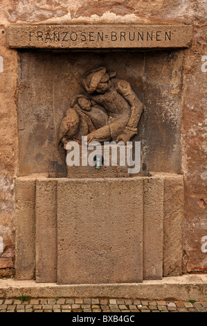 Soulagement de l'Franzosenbrunnen Français, un officier français se sont noyés dans ce bien pendant la guerre de Sept Ans 1756-1763 Banque D'Images