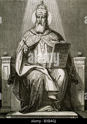 S. Daniel, (304-384). Le pape romain (366-384). Gravure de Capuz.. Banque D'Images