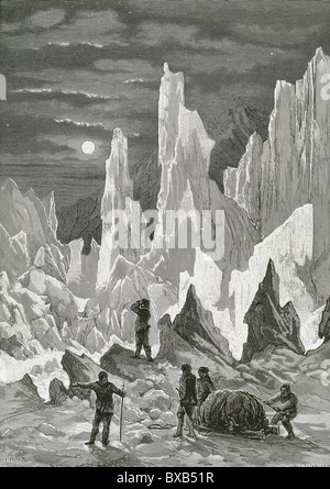 AMUNDSEN, Roald (Engebrecht Borge, 1872, dans l'Arctique, 1928). L'explorateur norvégien. Gravure par Hildibrand. Banque D'Images