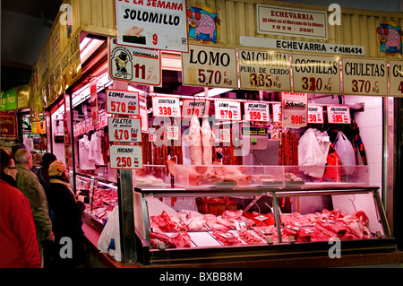 Marché Boucher Bilbao Mercado de la Rivera Espagne Pays Basque Espagnol Banque D'Images