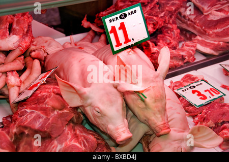 Marché Boucher Bilbao Mercado de la Rivera Espagne Pays Basque Espagnol Banque D'Images