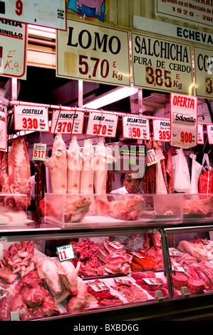 Marché Boucher Bilbao Mercado de la Rivera Espagne Pays Basque Espagnol Banque D'Images