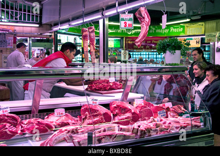 Marché Boucher Bilbao Mercado de la Rivera Espagne Pays Basque Espagnol Banque D'Images