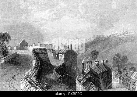 Les murs de Londonderry vers 1680 avant le siège ; noir et blanc Illustration ; Banque D'Images