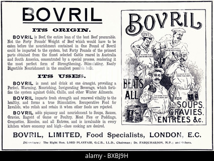 Original 1890 vintage historique victorienne publicité publicité Bovril publicité vers 1896 Banque D'Images