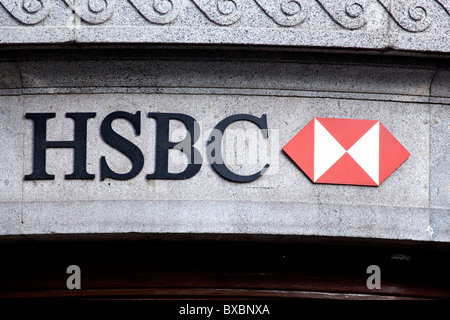 Logo de la banque HSBC à Londres, Angleterre, Royaume-Uni, Europe Banque D'Images