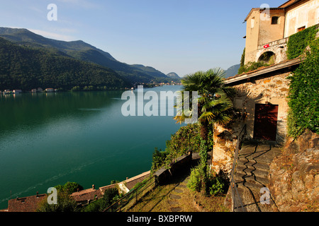 Lago di Lugano, Lac de Lugano comme vu de Morcote, Canton du Tessin, Suisse, Europe Banque D'Images