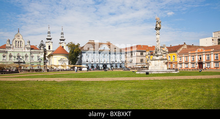 La place Unirii au centre-ville de Timisoara le 19 août 2010 en Roumanie. Banque D'Images