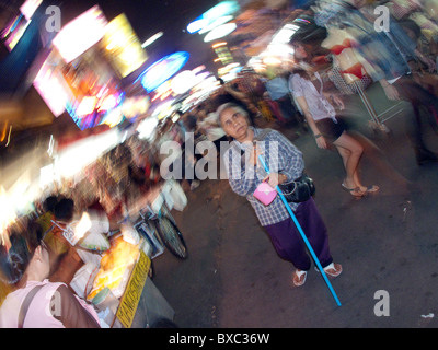 Mendiant aveugle à Khao San Road. Bangkok. La Thaïlande. Banque D'Images