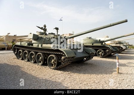 Réservoir T55 utilisé par la République dans la guerre du Kippour au Musée du Corps blindé israélien à Latroun, Israël Banque D'Images