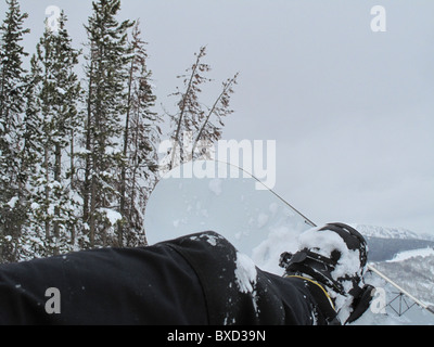 Pied attaché à une planche sur une piste de ski de Vail, Colorado Banque D'Images