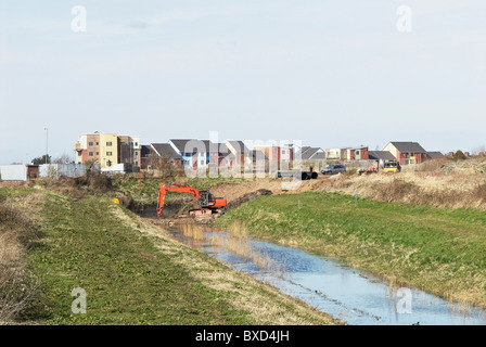 Travaux de construction au sud de la communauté dans le développement du Millénaire Lynn Kings Lynn. Banque D'Images