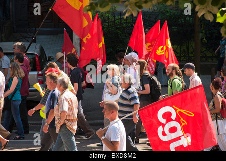 Juin 2010, le Syndicat Français CGT DE PROTESTATION POUR PENSION AU 60s STRASBOURG ALSACE FRANCE Banque D'Images