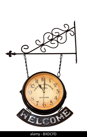 New York Central Terminal Crand horloge avec panneau de bienvenue Banque D'Images
