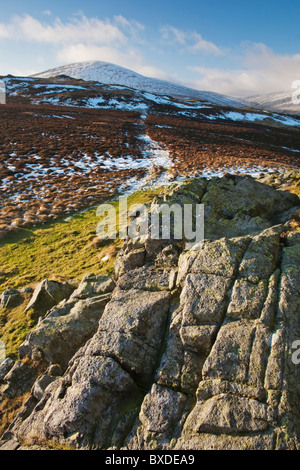 Le chemin menant à Hedgehope Housey Harthope Crags dans la vallée, Northumberland, Angleterre. OS ref : 957217 NT Banque D'Images