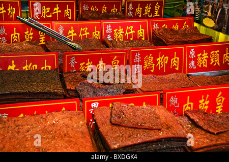 Vente de dalles sur charque séchée street dans le centre-ville de Macao Hong Kong, Chine Banque D'Images