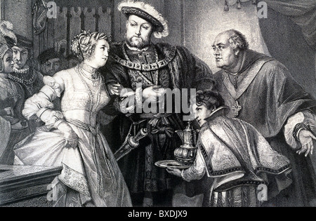 HENRY VIII et Anne Boleyn gravé par Johann Raab après peinture de l'artiste allemand August Pecht Banque D'Images