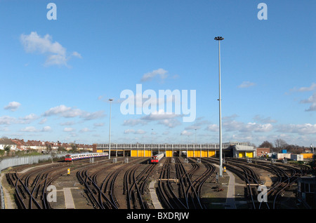 Northfields Underground train depot West London UK Banque D'Images