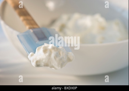 Crème fouettée sur spatule en caoutchouc Banque D'Images