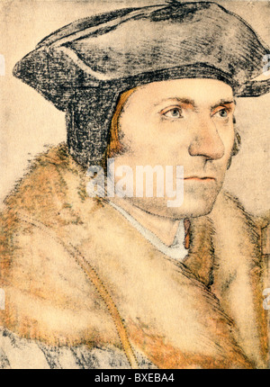 Croquis de Hans Holbein le Jeune ; Sir Thomas More, 1527. Illustration couleur ; Banque D'Images