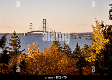 Pont Mackinaw City Michigan Automne Automne St Ignace Banque D'Images