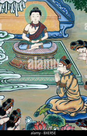 Peinture murale au temple bouddhiste Jogyesa, Séoul, Corée du Sud Banque D'Images