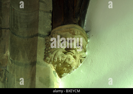 Green man carving, St James Church, Southam, Warwickshire, UK Banque D'Images