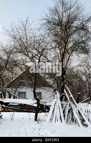 Scène d'hiver dans la campagne, l'Ukraine, l'Europe de l'Est Banque D'Images