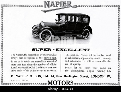 1916 Annonce de la construit six cylindres Napier voiture fabriquée dans la région de Acton West London Banque D'Images