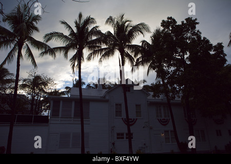 Coucher de soleil au Président Truman's Little White House à Key West, Floride, USA Banque D'Images