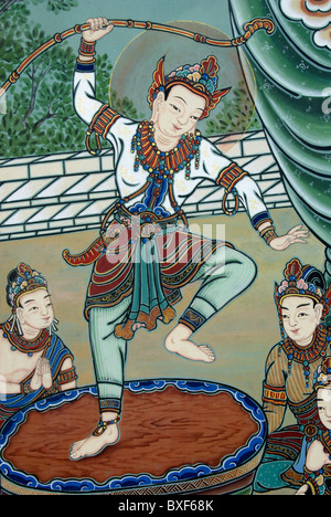 Peinture murale au temple bouddhiste Jogyesa, Séoul, Corée du Sud Banque D'Images