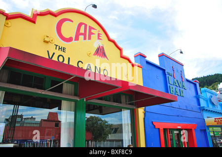 Cafe Volcan, Rue De Londres, Lyttelton, Lyttelton Harbour, la péninsule de Banks, Canterbury, île du Sud, Nouvelle-Zélande Banque D'Images