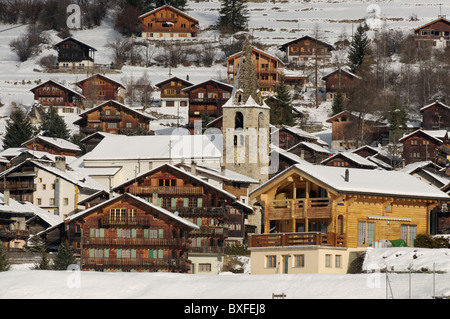 En hiver, les Hauderes, Suisse Banque D'Images