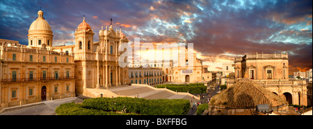 Restauré cathédrale baroque de San Nicolo - Noto, Sicile Banque D'Images