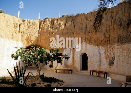 Intérieur de l'hôtel Sidi-Driss souterrain, utilisé comme un ensemble pour STAR WARS- Matmata, Tunisie. Banque D'Images